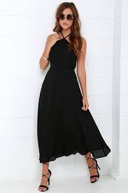 Calligraphy Class Black Halter Midi Dress Halter Midi Dress Casual Dresses Dresses