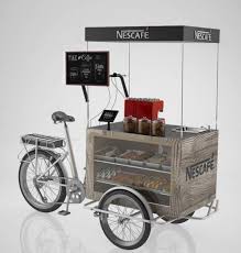 This Beautiful Coffee Bike Was Designed For Just About Any Beverage Service Or Purpose This Unit Has Display Areas For Multipl Coffee Bike Bike Food Food Cart