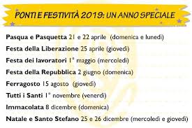 Calendario italiano 2021 con giorni festivi 2021, 2022, 2023. Ponti E Festivita 2019 Un Anno Speciale Il Calendario Completo Greenme