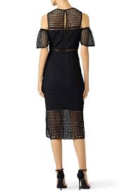 Cynthia Rowley Geometric Lace Cold Shoulder Sheath Lace Dress Dresses Geometric Lace