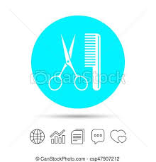 Comb Hair With Scissors Sign Icon Barber Symbol