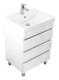 Whether the style is modern with a metal foot, classic, rustic, or follows a more specific theme; Standing Vanity Unit Via 60 White High Gloss With Handleless Drawers Vanity Units With Single Wash Basins Bathroom Furniture Emotion 24 Co Uk