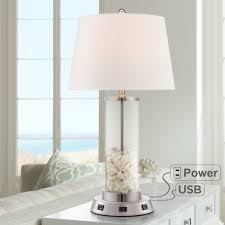 Green iridescent glass lamp 1 stars (4) price $109.99 quick view white open weave lamp 5 stars (1) price $89.99 quick view velvet lamp 5 stars (2) price $69.99 more colors quick view hammered glass lamp price $34.99 quick view silver striped lamp 5 stars (1) price $119. 360 Lighting Modern Table Lamp With Usb And Ac Power Outlet Workstation Charging Base Fillable Clear Glass Drum Shade Living Room Walmart Com Walmart Com