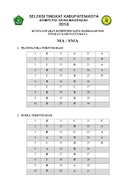 Ksm tahun 2018 ini akan diselenggarakan pada tanggal 25 juli 2018 di tingkat provinsi. Kunci Jawaban Soal Ksm 2018 Ma Semua Bidang