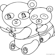 Coloring book page for preschool children with colorful panda an. Panda Mother And Baby Coloring Page Coloringall