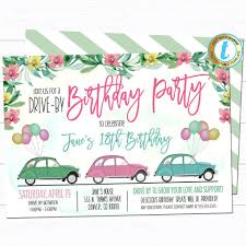 Drive By Birthday Parade Invitation Diy Editable Template In 2020 Party Invite Template Bridal Party Invitations Girls Party Invitations
