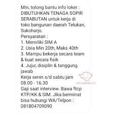 Maybe you would like to learn more about one of these? Loker Driver Bank Di Solo 16 Lowongan Driver Untuk Langsung Info Wisata Hits
