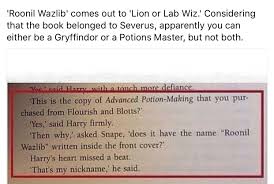 The Meaning Behind Roonil Wazlib From Book 6 Books The Wiz Harry Potter