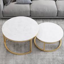 Coffee tables, also called occasional tables or side tables, come in an astonishing range of shapes, sizes and colours. Nordic Style Coffee Table Gold Metal White Marble Living Room Accent Table With Round Top Set Of 2 Marble Round Coffee Table Living Room Accent Tables Circular Coffee Table