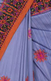 Light Purple Brush Painted And Nakshi Kantha Embroidered Silk Saree Saree Embroidery Design Silk Sarees Kantha Sarees