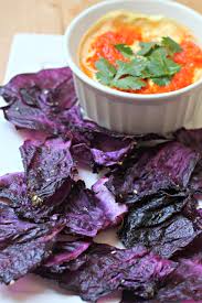 Red Cabbage Chips With Tomato Yogurt Dipping Sauce Cabbage Recipes Healthy Red Cabbage Recipes Cabbage Recipes