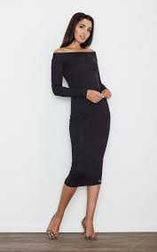 Bardot Bodycon Midi Dress In Black By Figl Dresses Fashion Long Sleeve Midi Dress