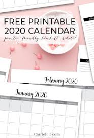 Get black and white calendars from zazzle. Printable Black And White 2020 Calendar Carrie Elle