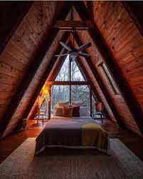 A Frame Loft Bedroom Perfection Shot By Dirtandglass Location Northmountaincabin Cabinfeed Cabin Roompor A Frame Cabin Tiny House Cabin A Frame House