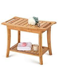 Bamboo corner shower bench with storage shelf for bathroom organization. Amazon Com Oasisspace Bamboo Shower Bench 24 Waterproof Shower Chair With Storage Shelf Wood Spa Bath Organizer Seat Stool Perfect For Indoor Or Outdoor Health Personal Care