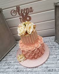 Summer Vibes Glamorous Rose Gold 18th Birthday Cake Shaz On Instagram 2 Tier Buttercream Cake In A Blush Pink Piped Rose Drips And Cream Flo Tiered Cakes Birthday Sweet 16 Birthday Cake 2 Tier Birthday Cakes