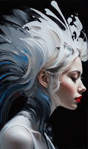 Side Profile of Woman with Abstract Paint Swirls