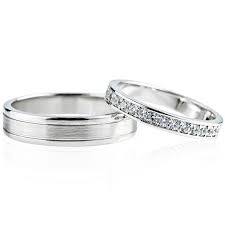 White Gold Wedding Bands With Natural Diamonds Couple Rings Etsy Wedding Rings Sets Gold Couple Wedding Rings White Gold Wedding Bands