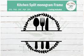 Download Wreath Kitchen Split Monogram Frame Graphic By Redearth And Gumtrees Creative Fabrica