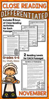 Close Reading Passages And Activities For The Month Of November Are Fun And Interesting For 3 Reading Passages Close Reading Thanksgiving Reading Comprehension