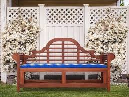 Banc De Jardin 180 Cm Avec Coussin Bleu Toscana Marlboro Avec Images Banc Jardin Banc Exterieur Mobilier Jardin
