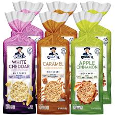 5g of whole grain 45 calories per serving made with the delicious goodness of whole grain brown rice, and baked to crispy perfection. Quaker Rice Cakes Variety Pack 6 Bags Walmart Com Walmart Com