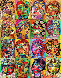 Angels And Goddesses Silberzweig Original Art Print Frida Mexican Folk Modern Lovebird Stars Wine Skulls Flowers He Art Art Painting Art Projects