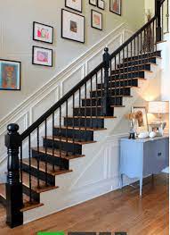 Recreate the same vibe with thick painter's tape. Painted Staircases Black Vs White Bright Green Door