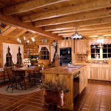 Rustic Kitchen Island Design And Decoration Ideas Log Home Kitchens Log Cabin Kitchens Log Cabin Interior