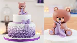 Baby shower desserts baby shower cupcakes shower cakes baby shower favors baby shower games purple dessert tables purple cake pops easy sugar cookies cakes for. Easy Baby Shower Cake Bear Cake Topper Tan Dulce Youtube