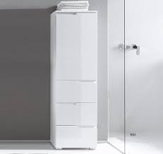 White 2 doors bathroom cabinet with shelf tallboy cupboard tall storage unit. Cellini White Gloss Tall Bathroom Cupboard Storage Unit Sb11