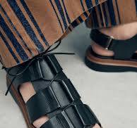 Black Leather Chunky Lace-Up Sandals