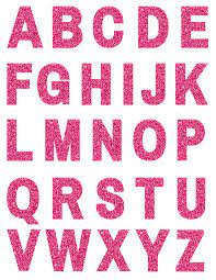 Printable pink cursive lettering sets for classroom display. Colorful Glitter Letters Printables And Inspirations