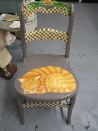 This Is The First Chair In A Series Of One Of Kind Chairs By Artist Ann M Bavis Chairs Are Painted Reconditioned Chairs Great Usu Cat Crafts Cat Items Chair