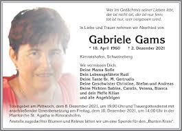 Traueranzeigen von Gabriele Gams