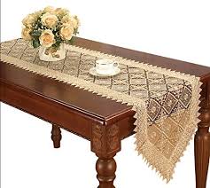 Amazon Com Lilian Beige Table Runner Embroidered Floral Lace Fabric 16 X 72 Inch Table Table Runners Table Cloth