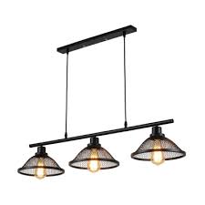 Retro Style Island Pendant Iron 3 Light Mesh Hanging Light Fixtures In Black Over Kitchen Island Susuohome Com