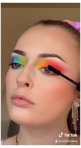 Easy Rainbow Glam By Caitlinrraine On Ig Tiktok Rainbow Makeup Face Make Up Rainbowmakeupfacemakeup Si Rainbow Makeup Colorful Makeup Rainbow Eye Makeup
