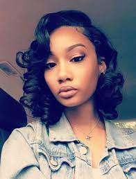 Swept Side Bangs Wavy Bob Wigs For Black Women Wavy Bob Hairstyles Wavy Bob Hairstyles 100 Human Hair Wigs Natural Hair Styles