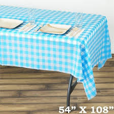 Buffalo Plaid Tablecloth 54 X 108 White Serenity Blue Rectangular Spill Proof Tablecloths Disposable Checkered Vinyl Waterproof Tablecloths Plastic Table Covers Plastic Tables Table Covers