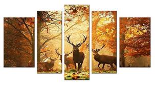 Here you can find wall clocks, coat racks, artwork, sculptures, night lights, and assorted home decor accessories featuring illustrations and artwork of north american game animals: Deer Decor Wildlife Hunting Picture Wall Art Canvas Prints Large 5 Piece Country Themed Brown Artwork For Living Room Bedroom Bathroom Buy Online In Qatar At Qatar Desertcart Com Productid 66310064