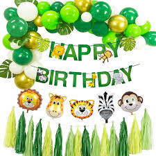 By sadie l april 15, 2018. Shi Wu Jungle Theme Party Supplies Birthday Party Decoration Happy Birthday Banner Jungle Themed Animal Balloons Forest Hawaiian Party Decoration Buy Online In Andorra At Andorra Desertcart Com Productid 132130756