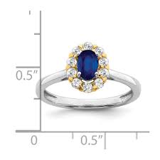 Anillo De Zafiro De Oro De Dos Tonos De 14 K Y Halo De Diamantes Reales