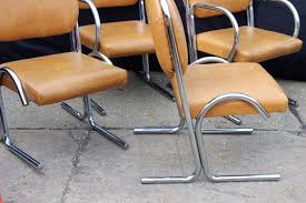 Midcentury Tubular Chrome Steel Dining Chairs By Douglas Furniture Designed By Jerry Johnson Steel Dining Chairs Dining Chairs Chair
