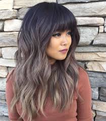 Lange Haarmodelle Aschbraunes Ombre Haar Mit Pony Aschbraunes Haarmodelle Lange Longhairmak Thick Hair Styles Haircut For Thick Hair Brown Ombre Hair