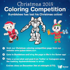 Print, color and scan your coloring page in the special app and your coloring page will become real. Quivervision En Twitter Coloring Competition Is Back Help Bumblebee Find His Christmas Colors Enter The Quiver Christmas Competition Post Your Augmentedreality Screenshot From The Quiver App With The Hashtag Quiverchristmas On Twitter