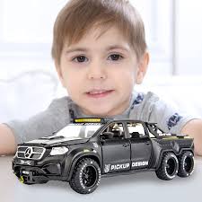 Совместимо для 1:28-масштабная модель автомобиля Benz Pickup X-Class, литая  под давлением цинкового сплава, игрушечная машинка с откидной спинкой,  звуком и светом для детей, мальчиков и девочек Купить дешево на Joom
