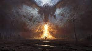 Black and red dragon breathing fire digital wallpaper, dragon, fantasy art, digital art, painting. Dragon Fire Breath Wallpaper Hd Wallpaper Wallpaper Flare