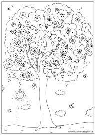Many details are hidden in these adults floral coloring pages prepare your pens, make yourself comfortable in your garden. Flowering Tree Pattern Tree Coloring Page Spring Coloring Pages Coloring Pages