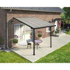 Palram Feria 10 Ft X 10 Ft Grey Patio Cover Awning 702722 The Home Depot In 2021 Patio Kits Patio Design Aluminum Patio Covers